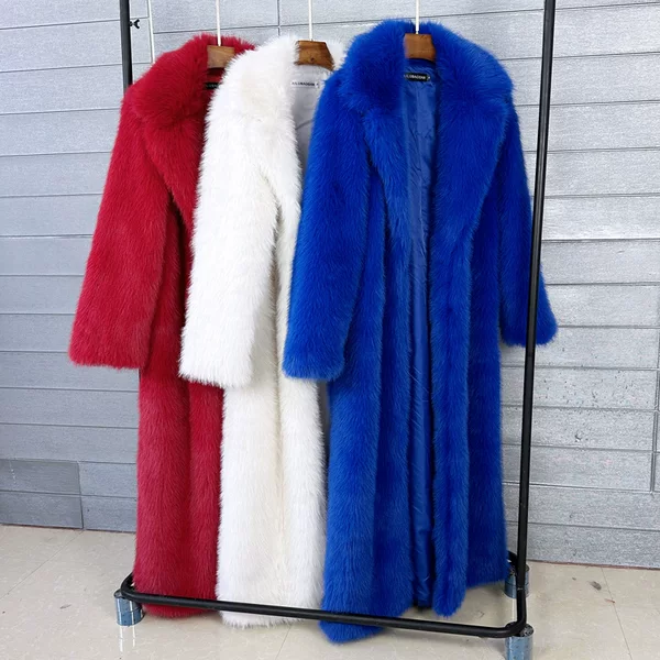 Imitation Toca Fluffy Coat Women's Imitation Fur Layup Long Western Collar Super Long Winter Women's Coat Coat