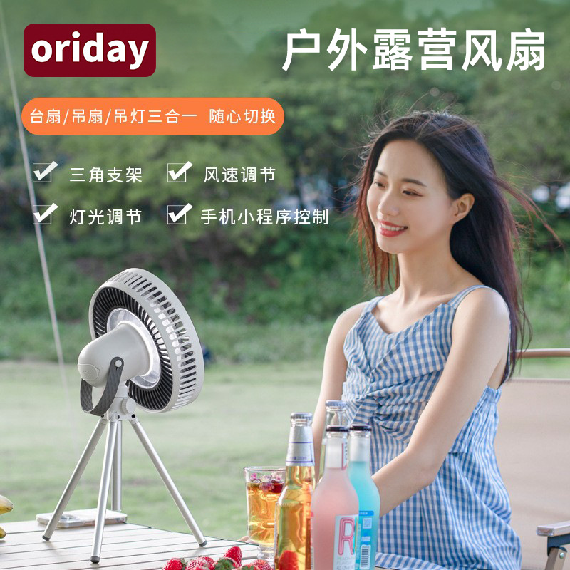 新款三脚架风扇USB大容量灯静音遥控户外露营家用桌面宿舍充电宝