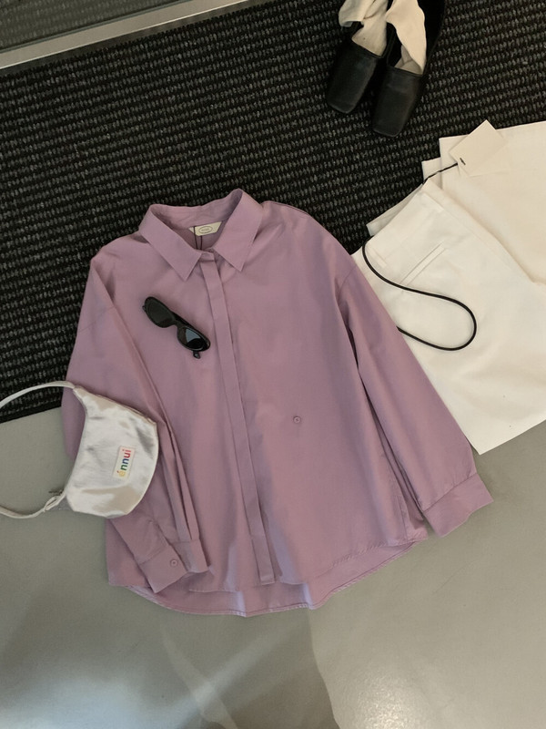【MISS密思家】休闲简约衬衫领超百搭两穿中长款衬衫女装W33017|undefined
