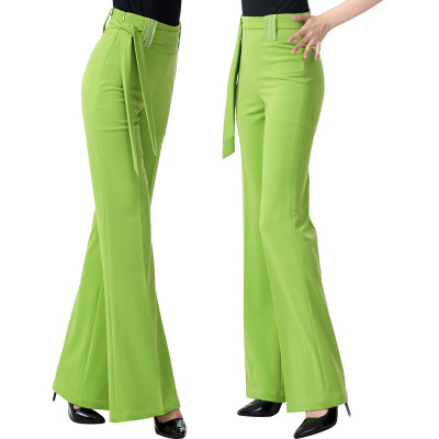 Women Latin Social Tap Dance Pants High Waist Trousers Social Dancing Wide  Leg