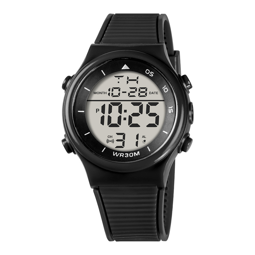Trendy Junior High School Reloj electrónico de alarma luminoso multifuncional Reloj electrónico de cronógrafo LED de deportes para estudiantes simples
