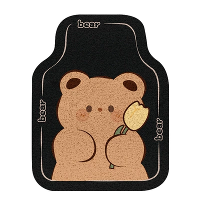 High-End Car Interior Anti-Dirt Carpet | Car Carpet - colored-silk-circle-cute-bear-front-row-1