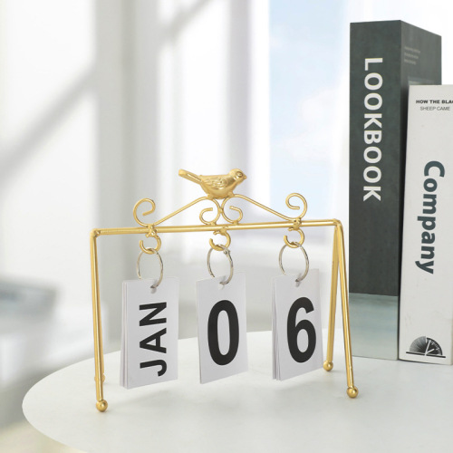 Nordic light luxury iron bird flip page desk calendar, living room time date kindergarten photo decoration
