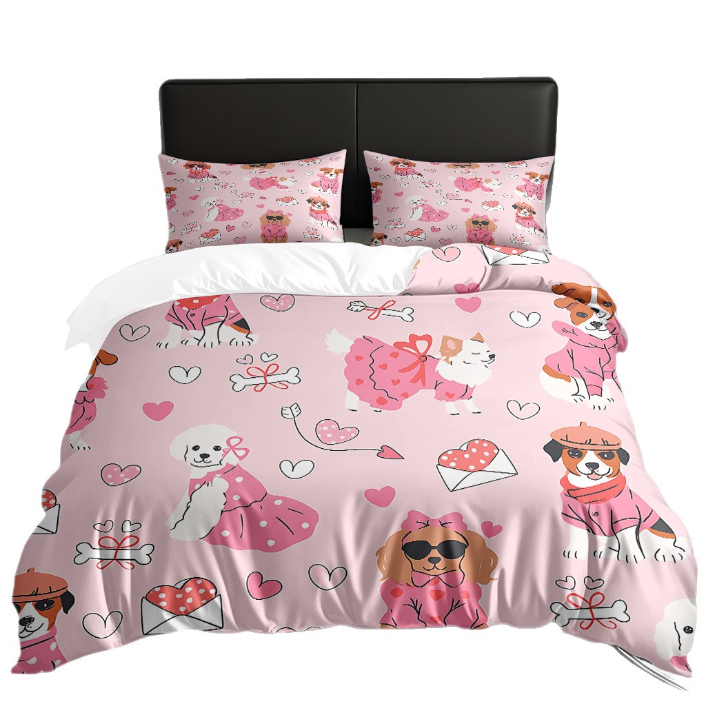Pro-piel abrasivo dibujos animados perros digital impresión set edredón fuente de venta caliente transfronteriza soporte de fábrica TEMU / JIT
