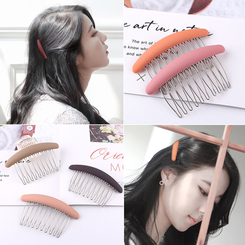 Internet celebrity Korean style fashion temperament frosted metal hair comb, fashionable and versatile anti-slip frosted hair comb clip