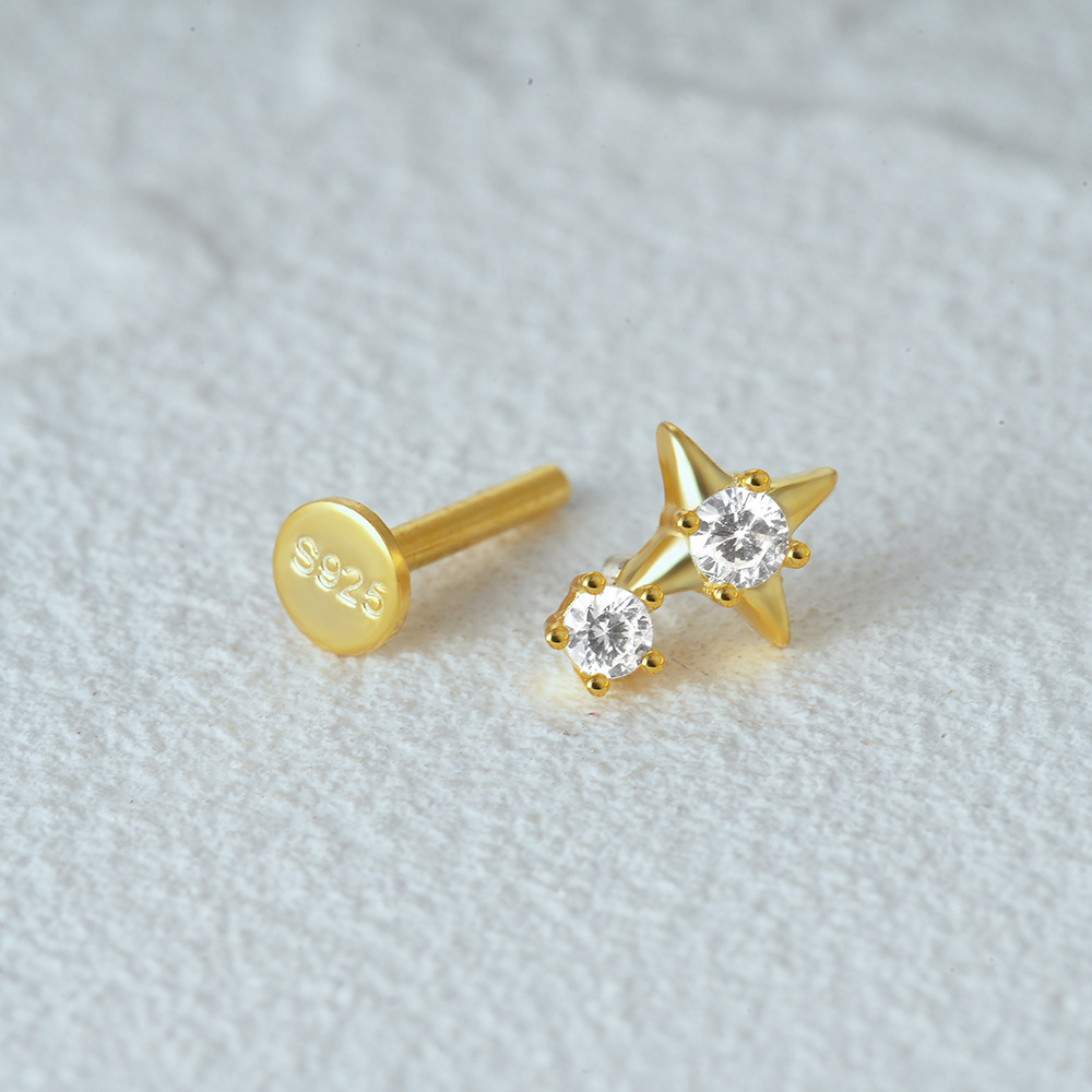 2g Weight Zircon Inlay Material Ear Studs Classification 1 Piece Quantity Daily Occasion 925 Sterling Silver Material Geometric Pattern Women's Gender Plating Design Simple Style Style 1 Piece Ear Cartilage Rings & Studs Simple Style Geometric 925 Sterling Silver Plating Zircon 46