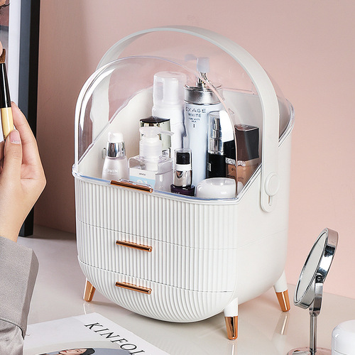 Self-designed light luxury cosmetics storage box cross-border skin care products covered portable large-capacity dust-proof cosmetic box