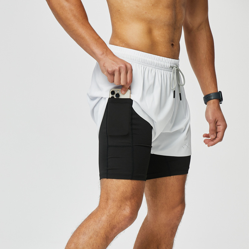 Marathon Running Sports Shorts Men's Quick-Drying Fitness Sports Pants 2-Piece Set Men's Professional Running Shorts