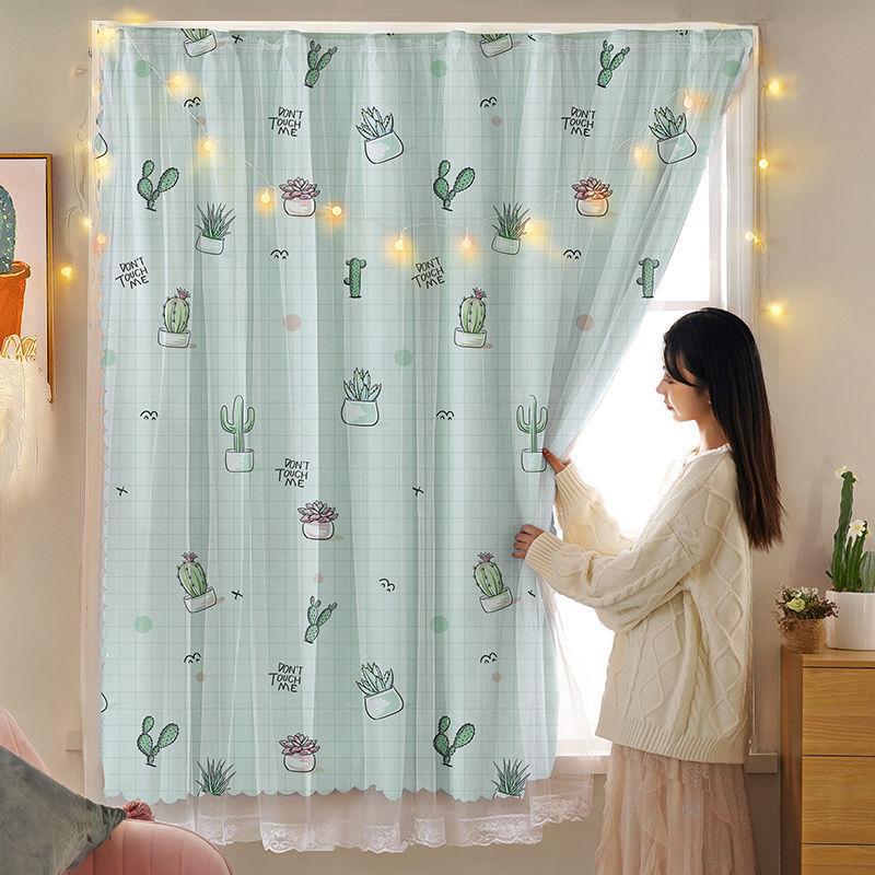 [Oferta especial limitada] Cortinas simples, instalación sin perforación, tela opacas, ventana salediza, cortina corta pequeña, tipo adhesivo de casa de alquiler