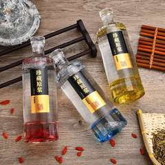 批發玻璃白酒瓶500ml泡酒瓶自釀分裝加厚透明玻璃酒瓶彩色印LOGO