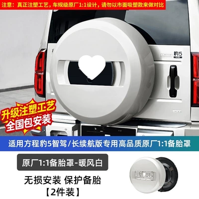 rear tire shell, stainless steel appearance, Spare wheel cover - equation-leopard-5-smart-drivinglong-rangequick-charge-version-original-11-spare-tire-cover-injection-molding-process-warm-white-dupont-paint