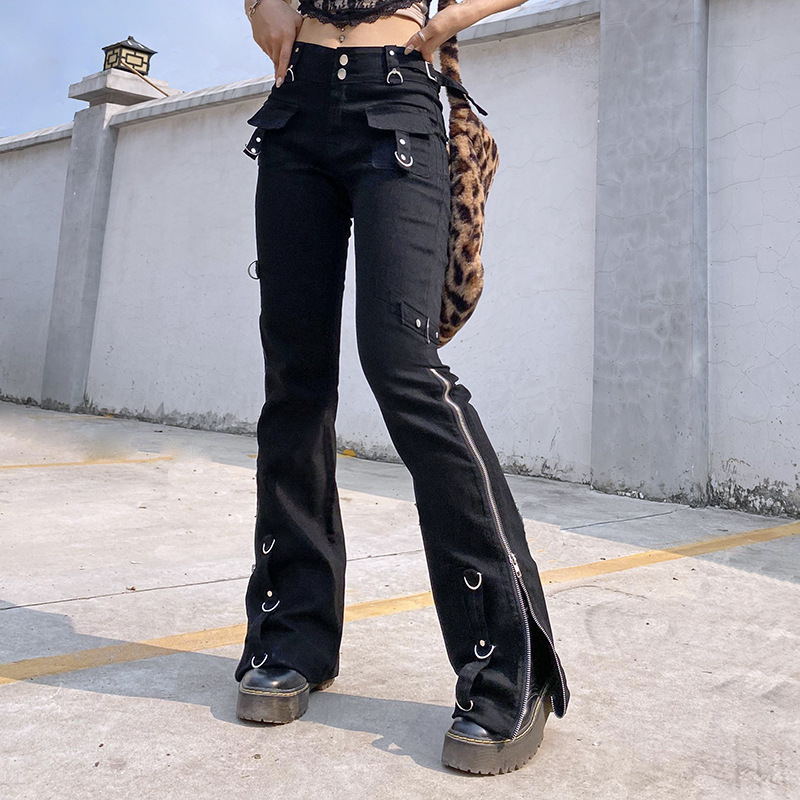 2022 Winter new European and American High Street hot girl fashion women's flared pants low waist loose wide leg jeans women