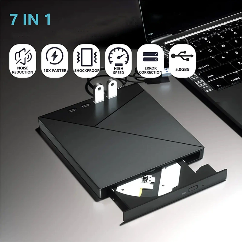7-in-1 multi-function external optical drive USB Type-C burner laptop mobile DVD hub