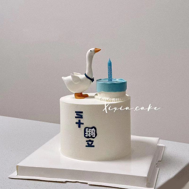 Internet Celebrity ins Thirty Goose Cake Decoration Big Goose Decoration Male God Husband Men's 30th Birthday Candle Plug-in