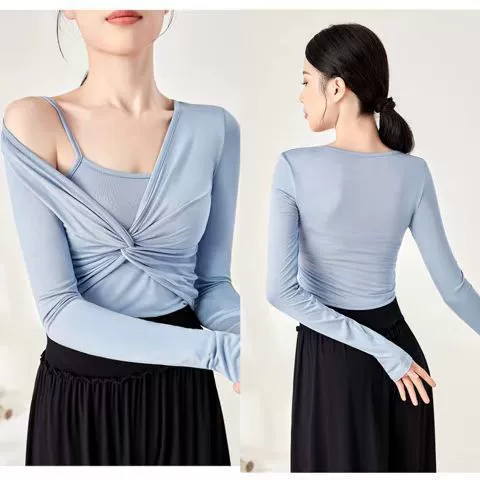 Танцевальная одежда Современный тренировочный топ женский китайский классический танец танцевальный костюм для взрослых стройный темперамент костюм с длинными рукавами