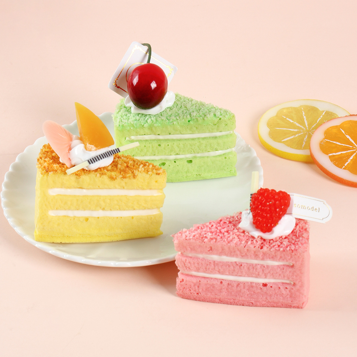 PU仿真三角慕斯蛋糕快回弹捏捏乐面包玩具仿真食物水果奶油面包