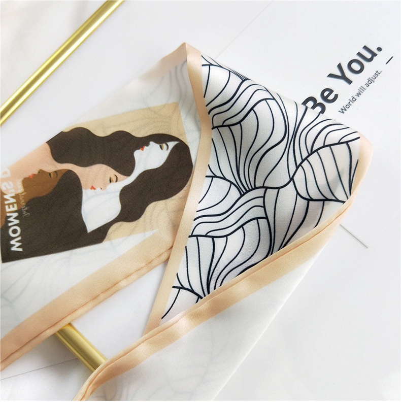 20g Weight Silk Scarf Classification Travel Occasion Unisex Gender Sweet Style Khaki, Multicolor, Dark Blue, White, Red, Green, Blue, Yellow, Black Color Fashion Silk Scarf Hair Tie 无