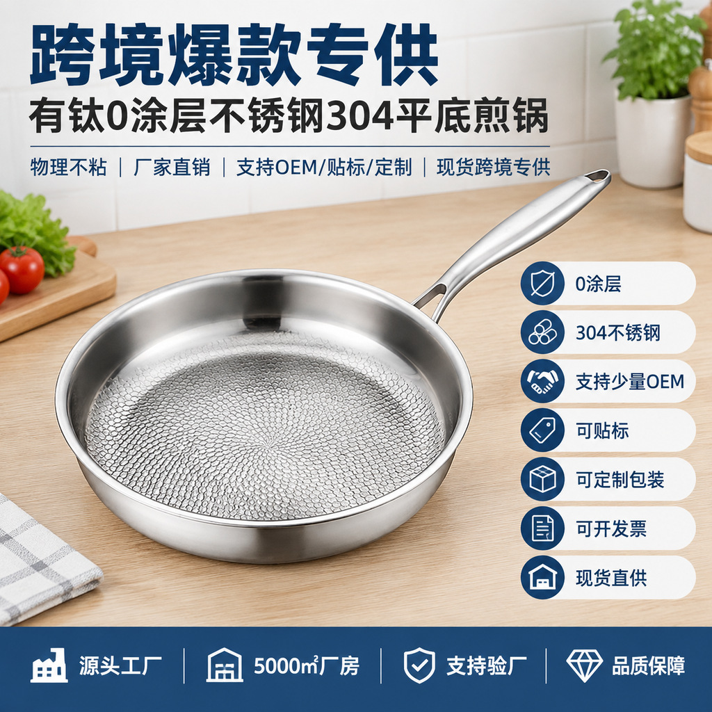 Cross-border : Titanium Steak Frying Pan, Compatible With Gas And...