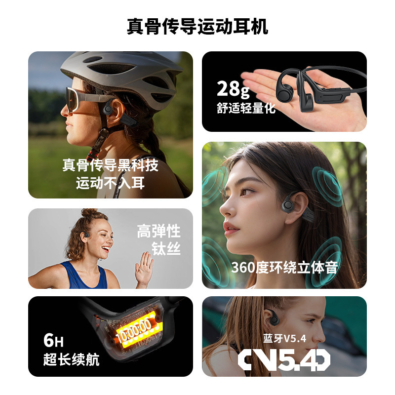 G01 真骨伝導スポーツヘッドセット、オープンイヤー、通話ノイズ低減、アウトドアサイクリングとランニング用の Bluetooth ヘッドセット|undefined