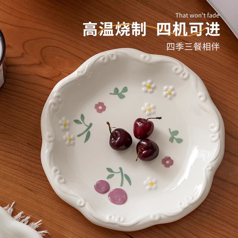 美しい釉薬の色、クリエイティブでキュートな食器、セラミックボウルと皿セット、スプーン、プレート、家庭用デザートプレート、インスタントラーメンボウル|undefined