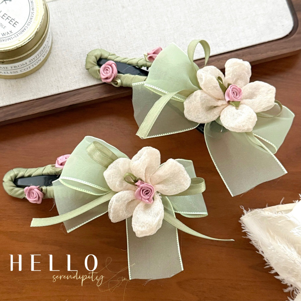 Nuevo super inmortal mallas flores clip de cabello adornamiento para el cabello de la cabeza de la niña dulce Sen sistema de clip de tiburón una palabra agarrar clip al por mayor