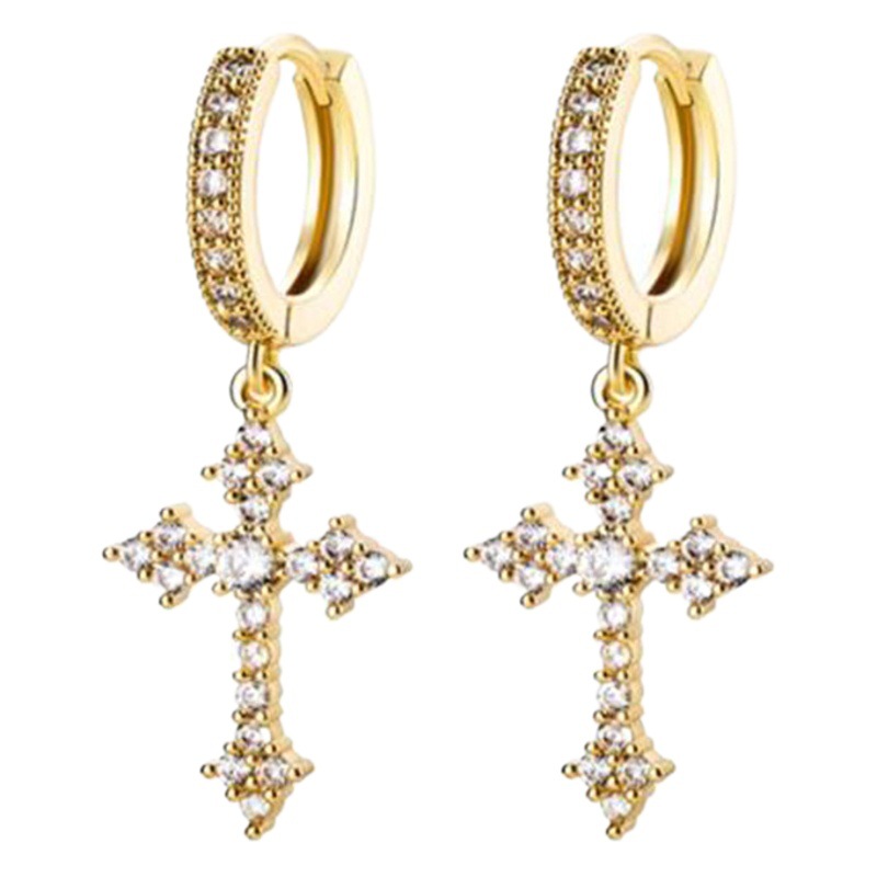 Longrui deseo nuevo europeo y americano clásico Cruz pendientes con incrustaciones de circón pendientes de moda coreana pendientes
