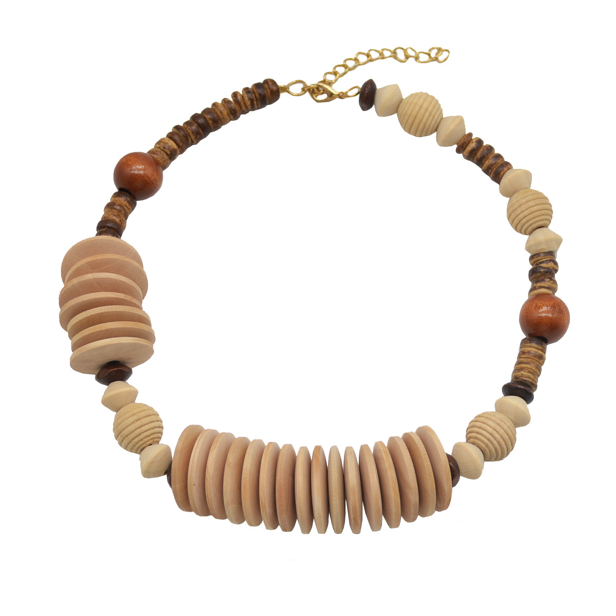 Retro Exaggerated Ethnic Style Geometric Alloy Wood Beaded Women's Necklace display picture 5