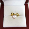 Beads from pearl, copper fashionable zirconium, sophisticated ring, 18 carat, micro incrustation
