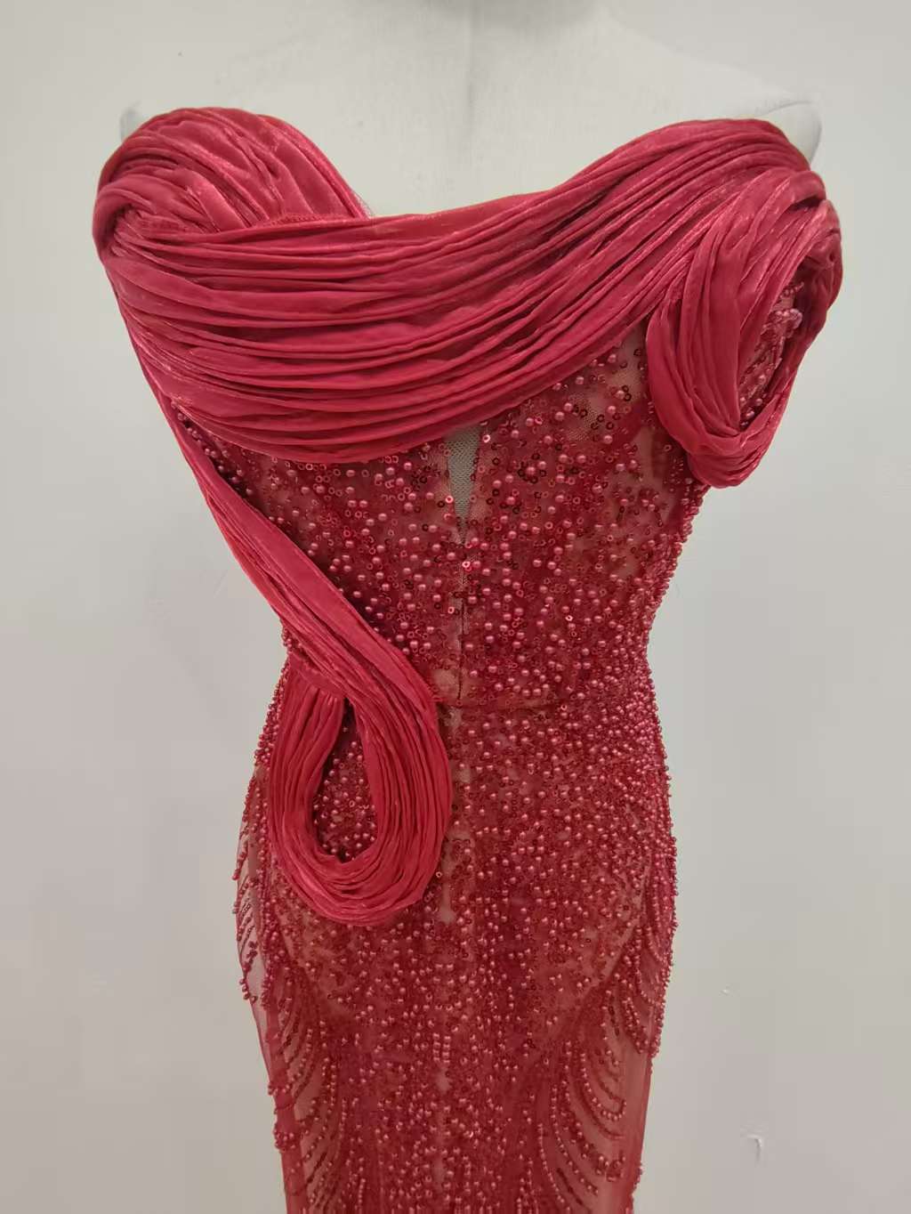 Elegant Beaded Bustier Bodycon Party Dress - Sexy High Waist Long Gown With 3D Embroidery For Women_voghion.com