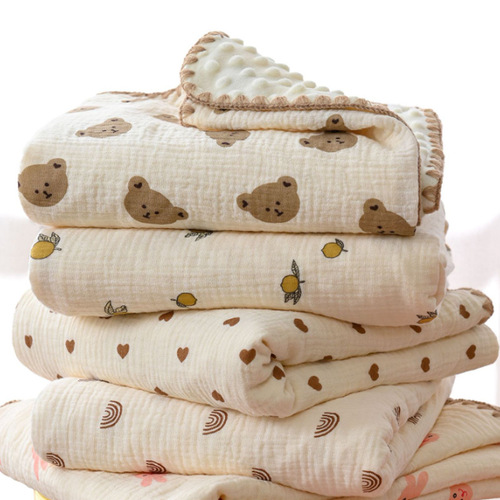 Baby gauze bean blanket baby blanket cuddle blanket children's quilt newborn crepe baby nap blanket