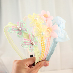 Three-piece bow hair clip for children, face-washing hair tie, girl's cute cartoon hair clip, baby anti-slip hair accessory