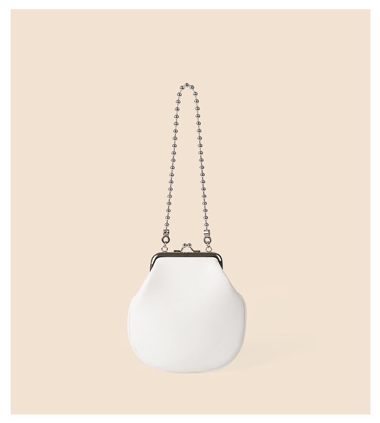 Beaded chain mini crossbody simple and exquisite, small shell bag, fashionable clip handbag, women's niche high-end_voghion.com