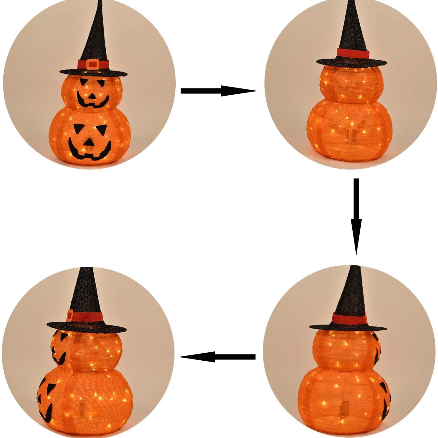 50灯3フィートハロウィーンカボチャ折り畳み提灯上昇縮み布halloween室内小貨物倉包装