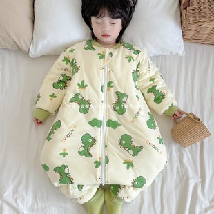 Sleeping Bag Autumn and Winter Children's Pure Cotton Thickened Constant Temperature Cold-proof Baby Kick-proof Quilt Winter Quilted Sleepwear Boys