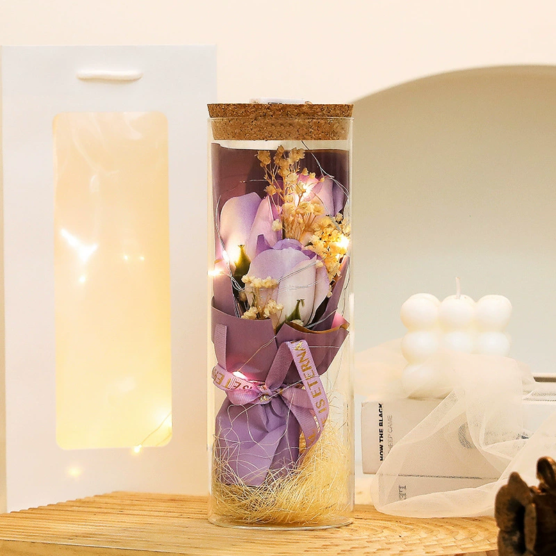 Подарочная стеклянная открытка ко Дню матери с букетом пожеланий Rose Eternal Bouquet Ornament Creative Dried Flowers 520 оптовая продажа