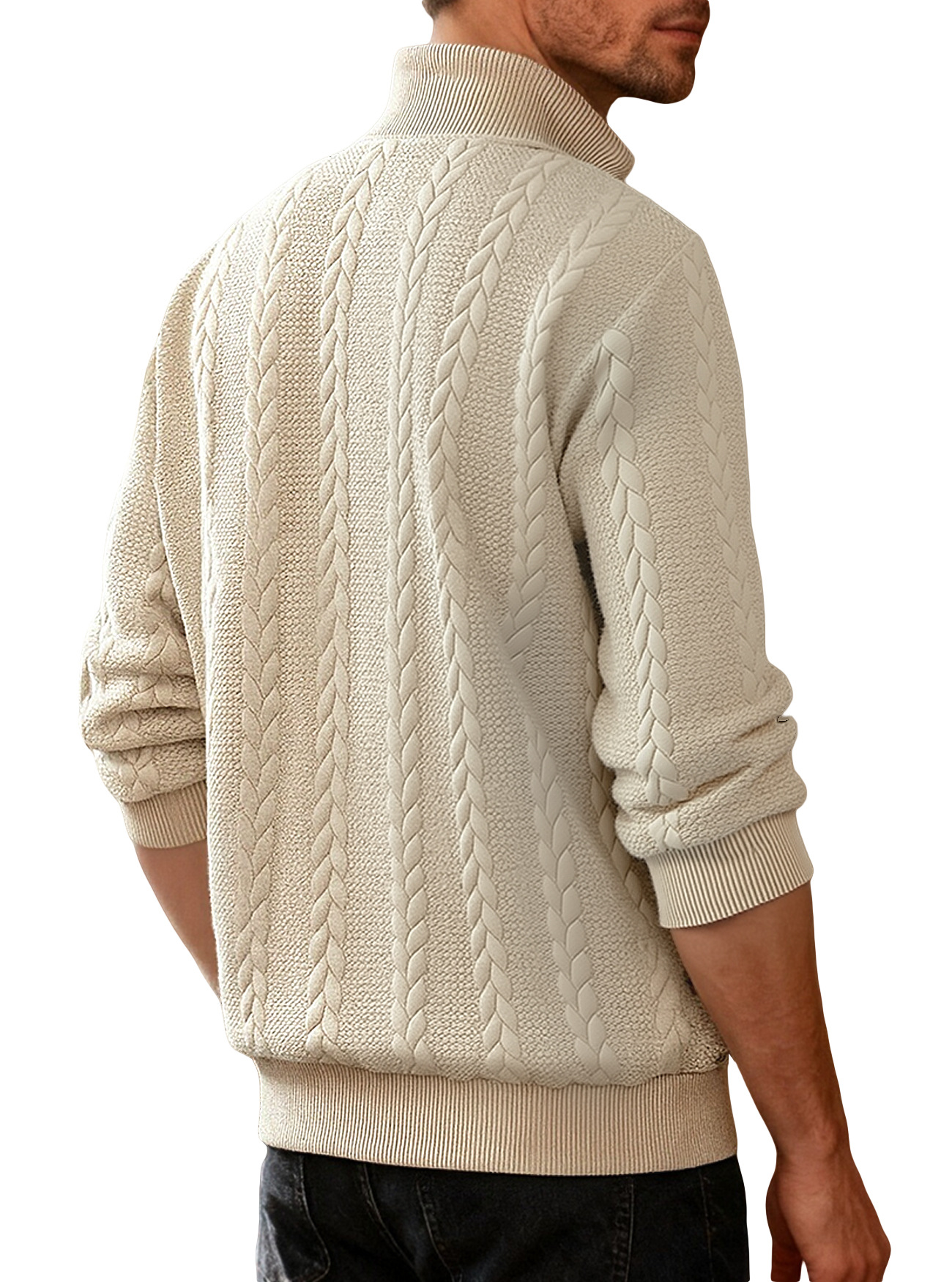 Cross Border American Retro Casual Stand Collar Zipper Pullover Loose Knitwork Long Sleeve Outdoor Custom_voghion.com