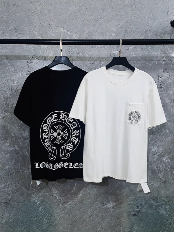 高バージョン クロームハーツ 春夏新作 クロームハーツ クラシック ビッグホースシュークロスフラワー オーラー半袖Tシャツ|undefined