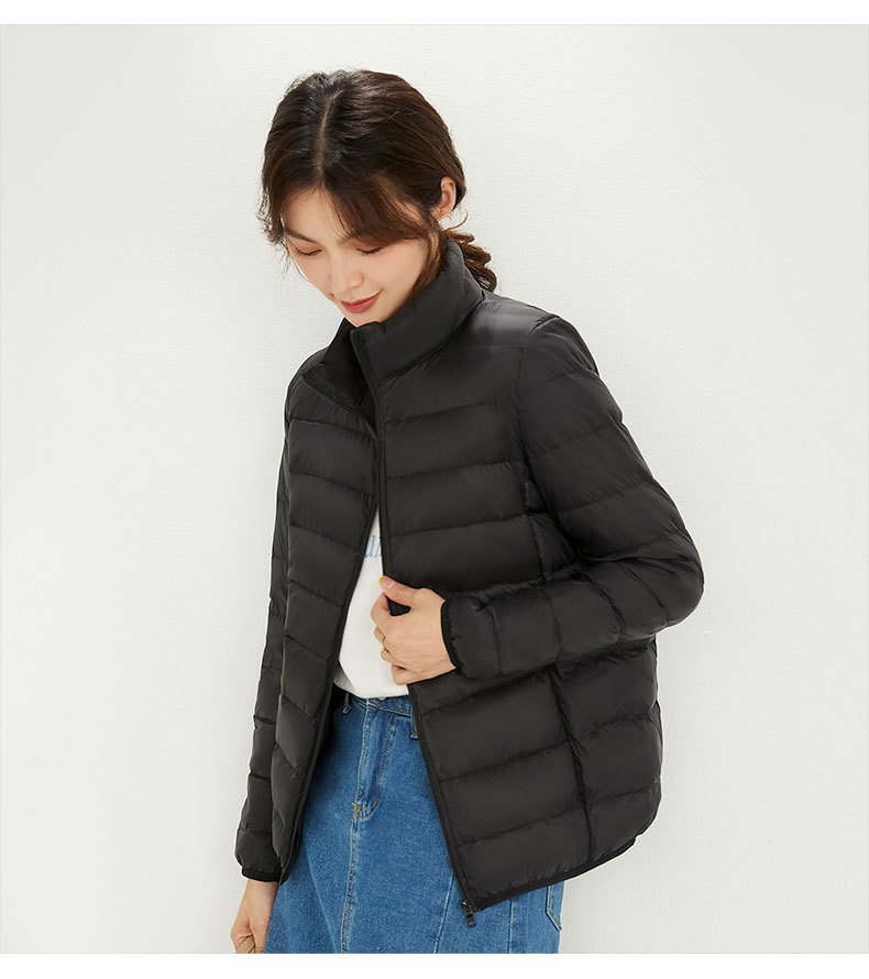 90 chaqueta de plumón de mujer con capuchón ligero corto de tamaño grande ligero estilo extranjero chaqueta de plumón blanco chaqueta Pinghu al por mayor