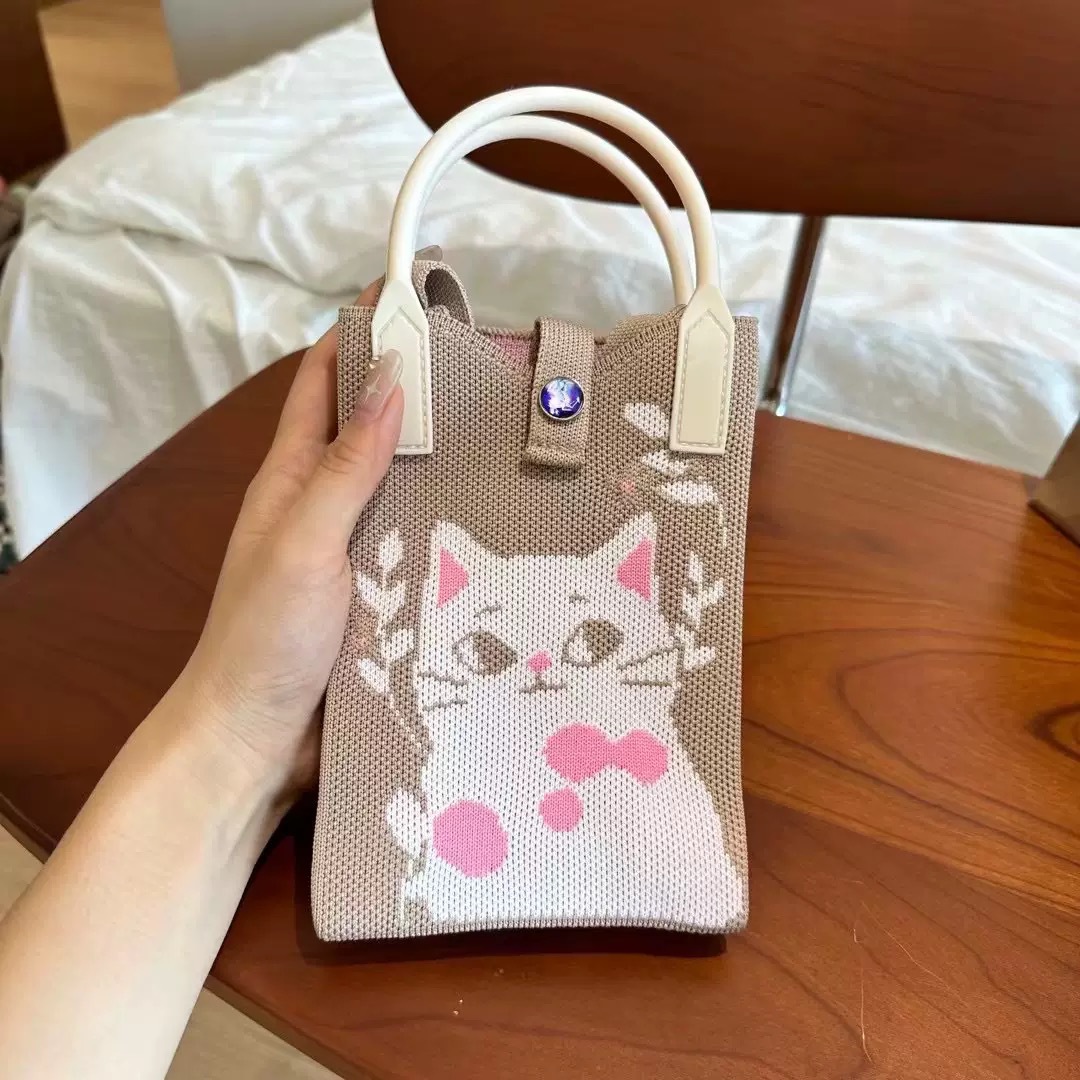 Handheld small design cute knitted one-shoulder bag