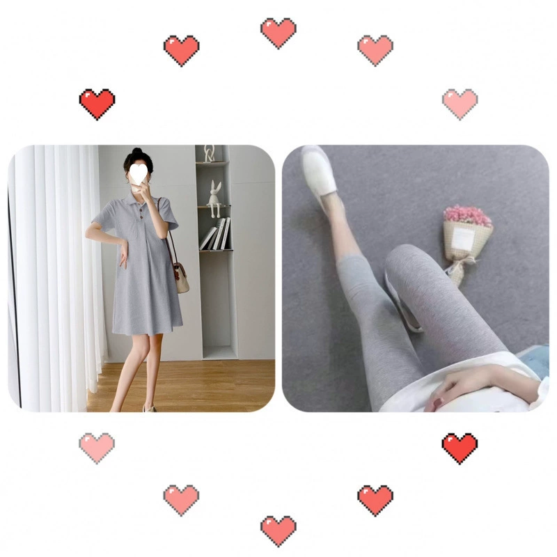 Summer clothing for pregnant, dress, summer skirt, western style, polo collar, with short sleeve, for teenagers, internet celebrity