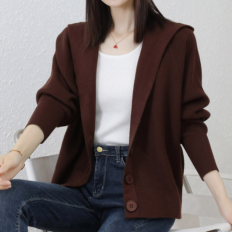 宽松休闲毛衣外套女秋冬新款宽松显瘦蝙蝠衫时尚休闲百搭针织开衫，女装针织衫/毛衣，壹亿服饰