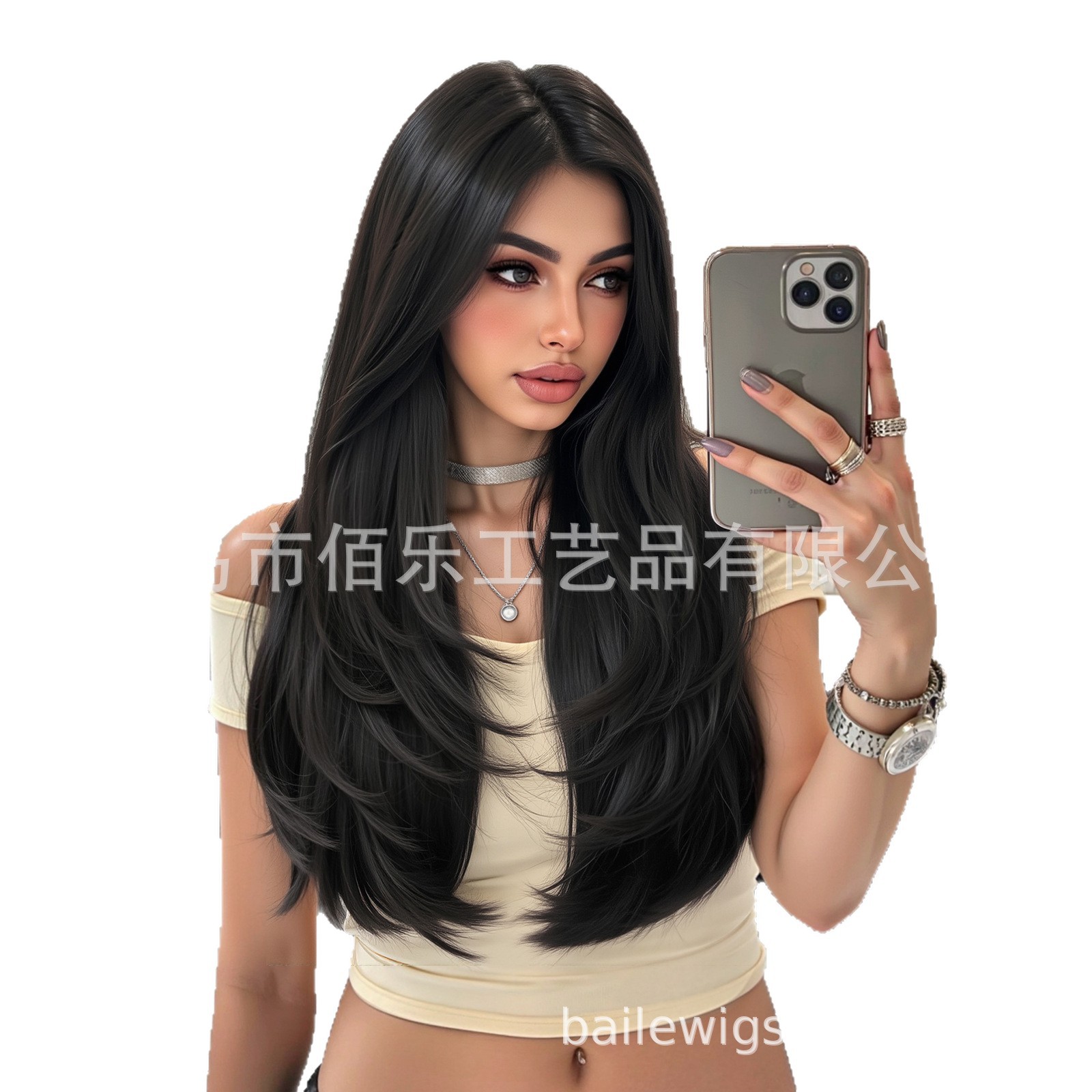 Transfronterizos venta caliente pelucas negras naturales rizos largos franjas capas sensación de red de rosas sombrero resistente al calor wigs image 6