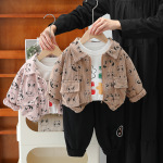 男童春装套装2025新款宝宝休闲春秋季衣服儿童灯芯绒长袖三件套潮