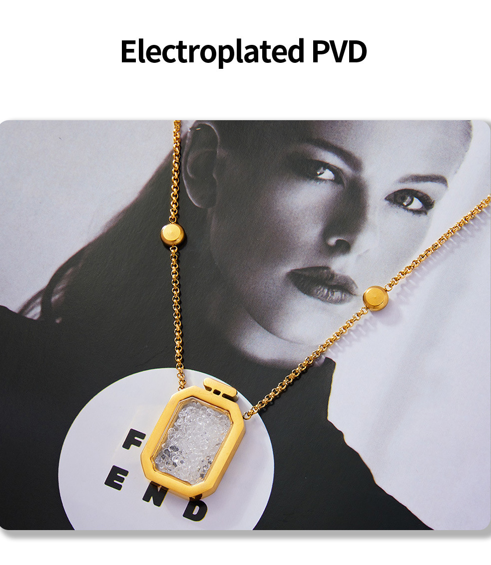 Gold Color Rhinestone Inlaid Bottle Stainless Steel Necklace