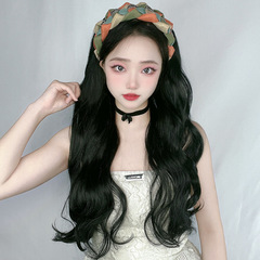 New simulation human hair headband with big wave long hair cap, trendy forest system one-piece headband, direct sale from manufacturer of false hair