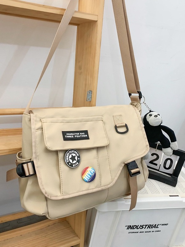 New Men's Shoulder Bag, Simple and Fashionable, Campus Class Bag, Student Bag, Harajuku Large Capacity Crossbody Bag for Men and Women