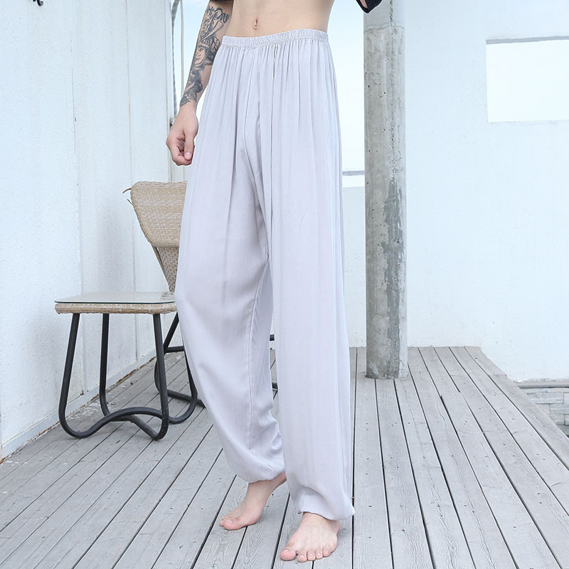 Bloomers de seda de algodón para hombres y mujeres pantalones de verano para adultos pantalones de baile a prueba de mosquitos de color sólido pantalones de artes marciales yoga Delgado image 24