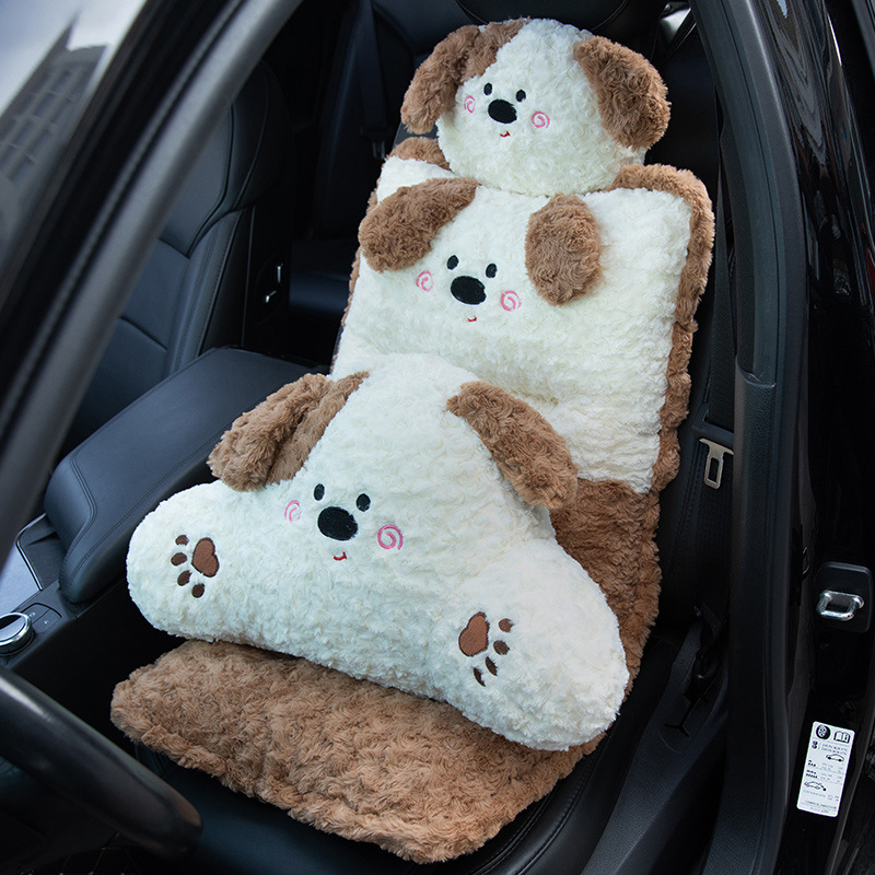 Invierno lindos cojines de asiento para automóviles cojines de respaldo de cintura cojines de peluche integrados cojines de asiento de cojín interior