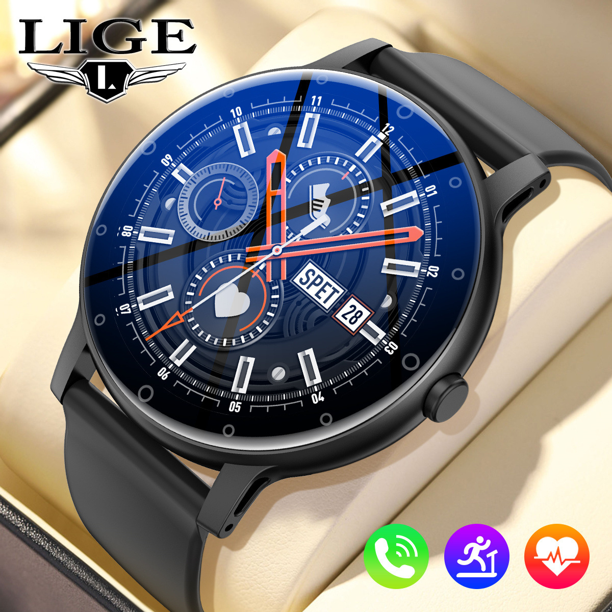 LIGE 2023 Neue Unisex-Smartwatch Bluetooth Wasserdicht Herzfrequenzmesser Sport mit Wetteranzeige Multifunktionale Luxus-Business-Uhr_voghion.com