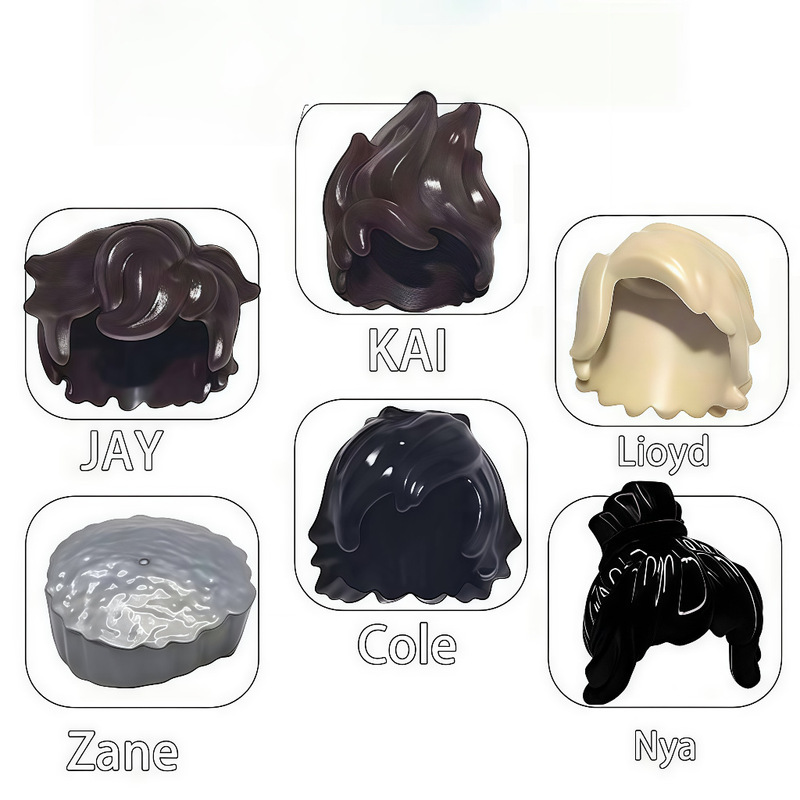 Cross-Border Minifigure Building Blocks Hair Ninja Character Hairstyle Accessories Small Particle Assembly Toy Doll Male Hair Building Blocks